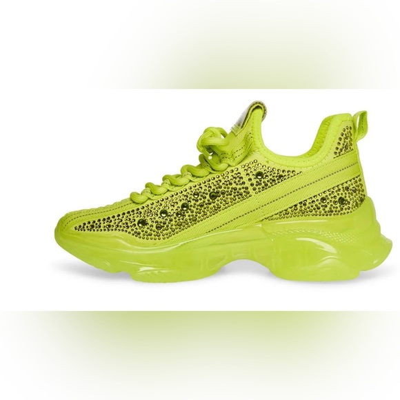 Steve Madden Shoes - Steve Madden MAXIMA Lace Up Rhinestone Neon Green Chunky Heel Sneakers Size 8